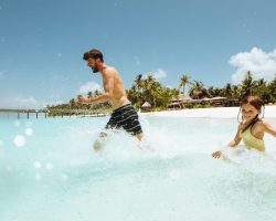 Family on a holiday at a sea resort